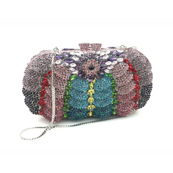 

Luxury diamond crystal long shape clutch bag golden champagne jeweled designer women evening handbag wedding party purses