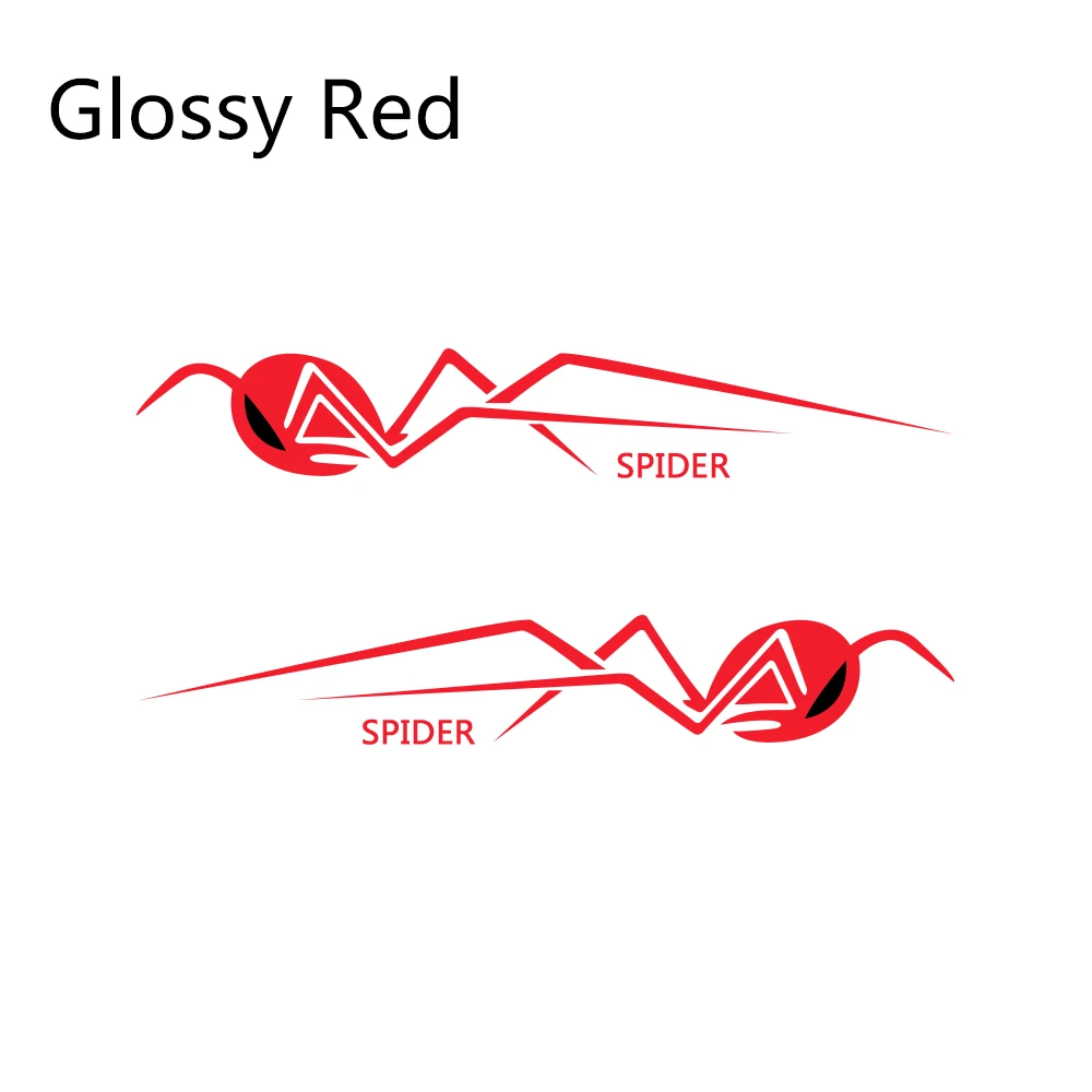 Glossy Red 2 шт., стильные забавные наклейки для автомобиля, виниловая пленка для автомобиля, наклейка с полосками по бокам, рисунок паука, сделай сам, Стильные наклейки, аксессуары для тюнинга автомобиля - Название цвета: Glossy Red