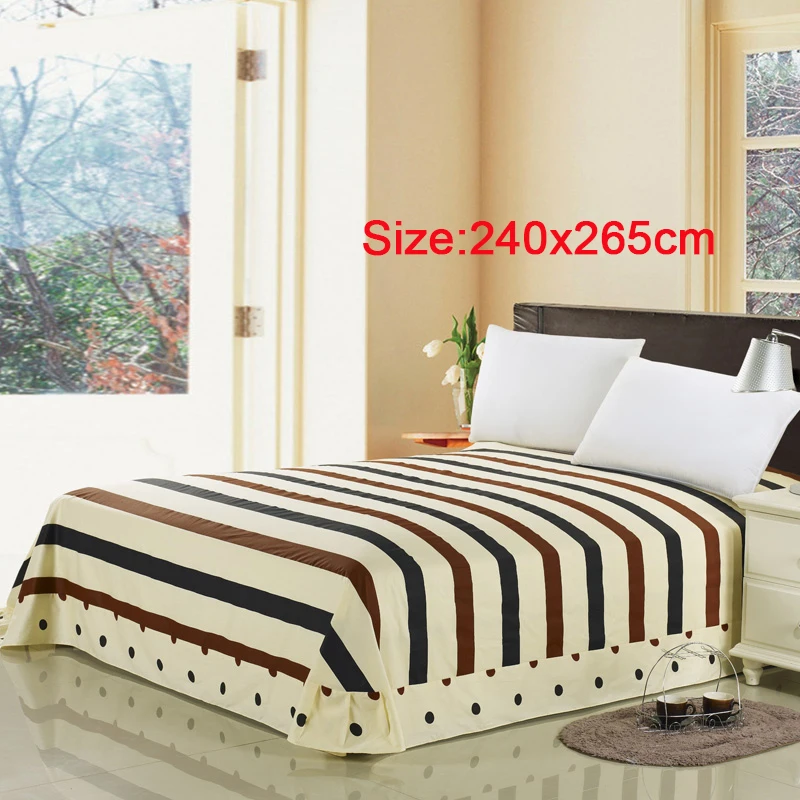 DecorUhome постельное белье из хлопка, домашний текстиль, покрывало для кровати, плоский лист, Королевский размер, Полоска, простыня, мягкое теплое постельное белье