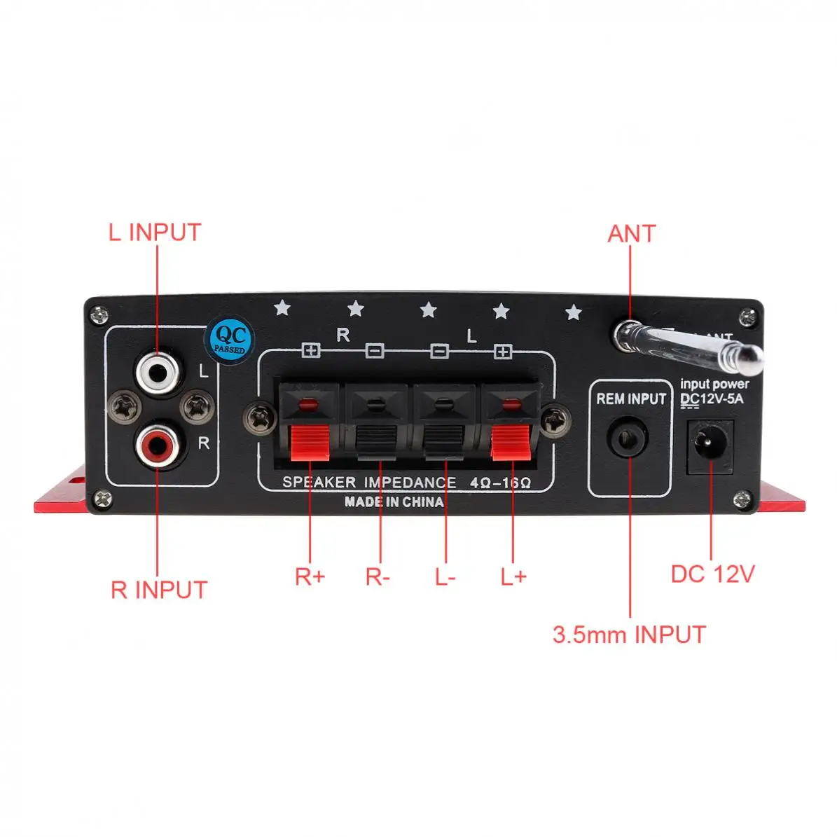 20W X 2  HiFi 2 Channel Output Power Amplifier FM Radio Stereo Player Support USB / SD / DVD / MP3 Input with Remote Control
