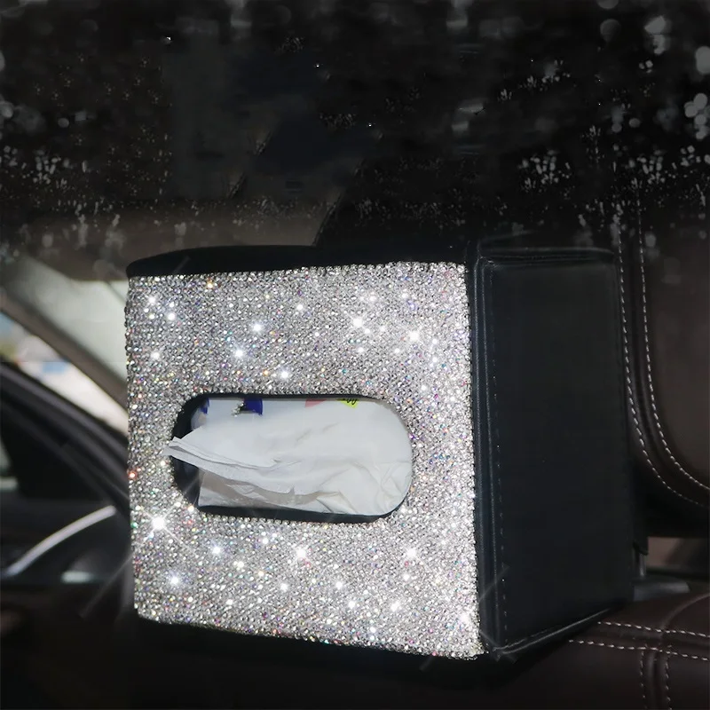 Многофункциональная Роскошная кристальная кожаная автомобильная коробка для