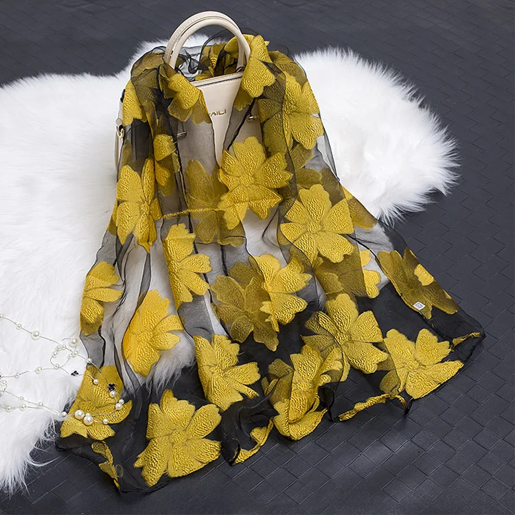 Fashion New Spring Summer Scarf Women Embroidery Floral Shawl Cut Eugen Beach Pashmina Vintage Muslim Gift Free Shipping |