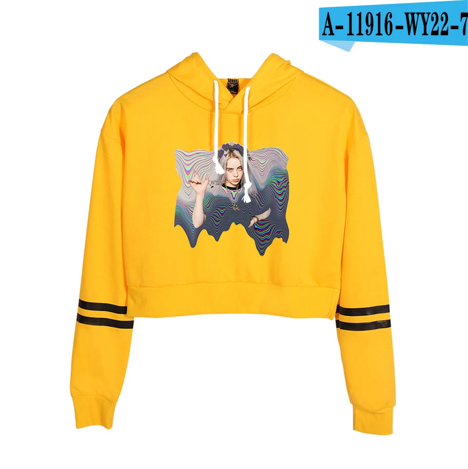 orange Модный укороченный топ Billie Eilish, худи, Женский свитшот, пуловер Billie Eilish, худи, повседневная женская/Девичья белая толстовка - Цвет: orange