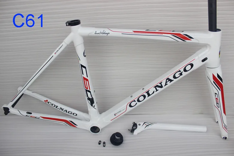 C61 Черная картина белый Colnago C60 дорожный велосипед рама красное углеродное волокно велосипедная Рама+ подседельный штырь+ вилка+ зажим+ гарнитура - Цвет: C61