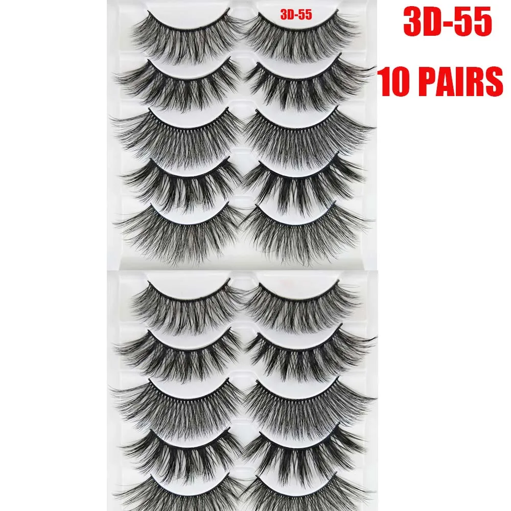 3D-55(10 Pairs) 5/10 пар 3D норковых волос накладные ресницы пушистые ресницы Natrual Длинные ресницы макияж инструменты ручной работы полные полоски ресницы#3D-55 - Цвет: 3D-55(10 Pairs)