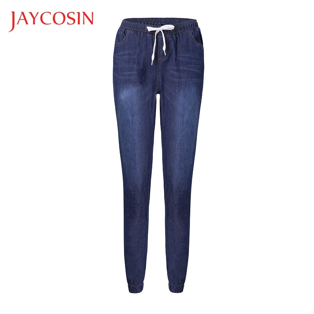 Женские эластичные джинсы JAYCOSIN Свободные повседневные укороченные со шнурком
