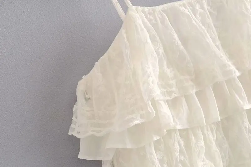 Bazaleas Ретро летнее платье 2019 сексуальное vestidos торт каскадные оборки Спагетти