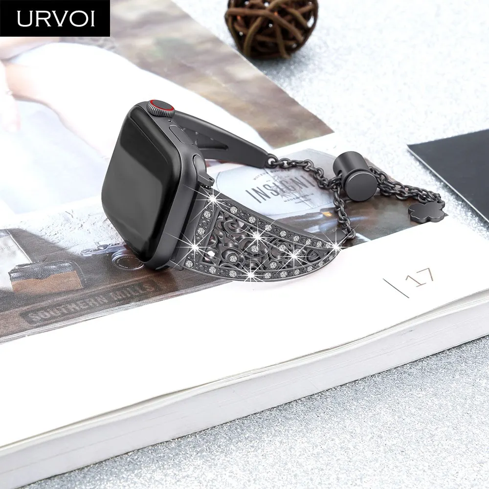 URVOI band для Apple Watch цепочка серия 6 SE 5 4 3 21 браслет с резьбой девочек наручная манжета