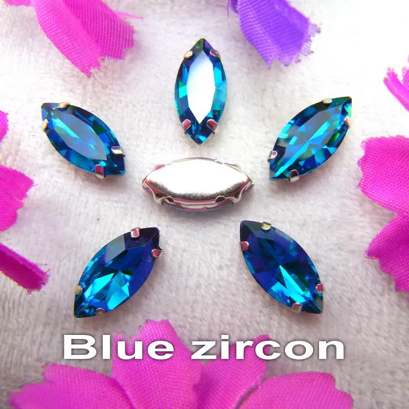 A13 Blue Zircan Стеклянные кристаллы, серебряные когти, 8 размеров, красивые цвета, конский глаз, Наветт, маркиза, форма, пришитые стразы, бусины, Аппликации, сделай сам - Цвет: A13 Blue Zircan
