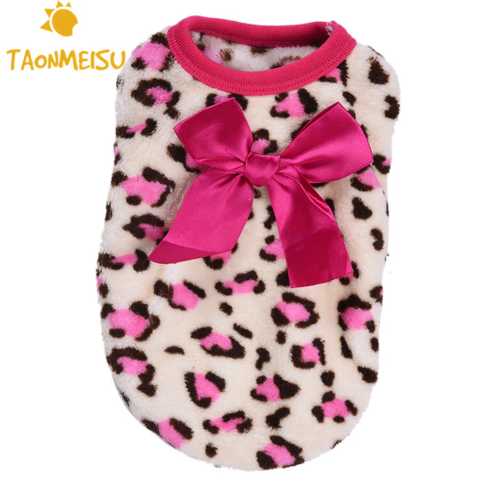 Одежда для собак и щенков костюм с бантом пижама одежда леопардовым узором