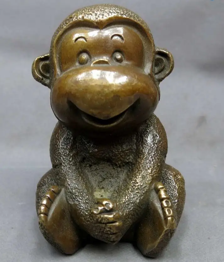 Китайская латунная скульптура резная медная статуя счастливая четыре обезьяны