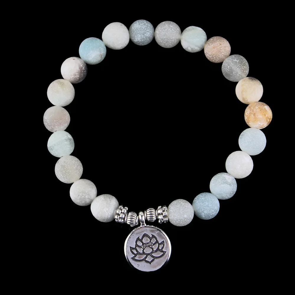 Женский браслет с подвесками Lotus OM Buddha для йоги матовыми искусственными бусинами