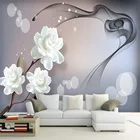 Современные Абстрактные Художественные 3D обои с белыми цветами и дымом, фэнтезийная 3D настенная роспись для гостиной, дивана, простой фон для стены, Papel De Parede