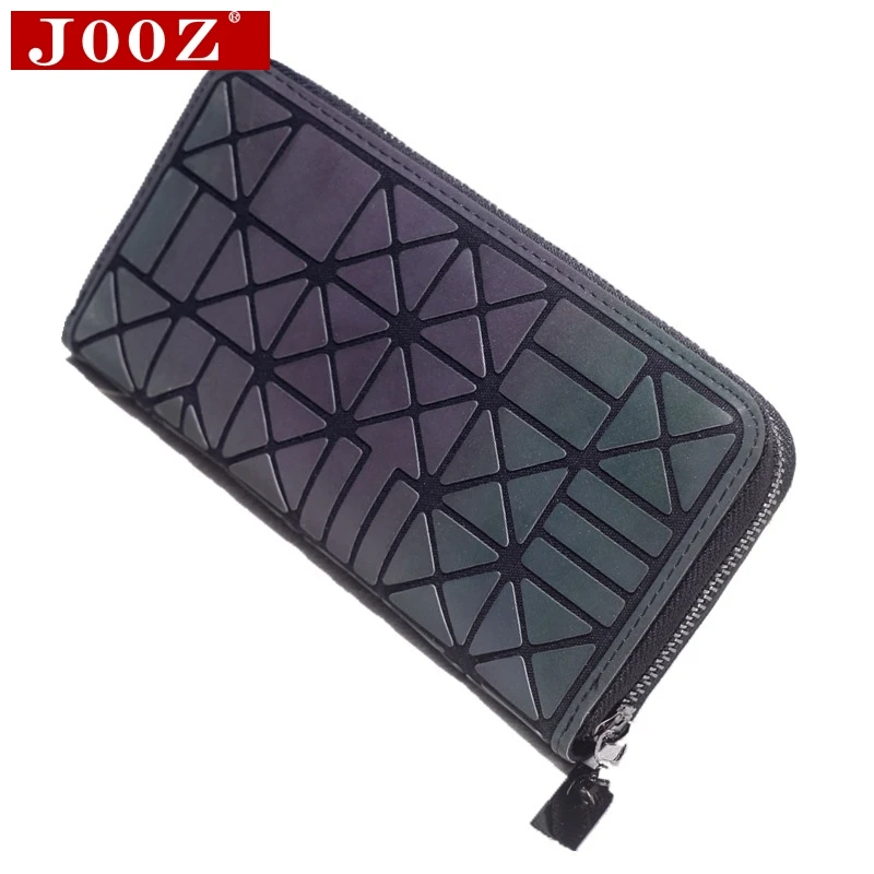 JOOZ модный бренд светящиеся длинные женские кошельки геометрическая решетка женский клатч кошелек женский держатель для кредитных карт ПВХ материал