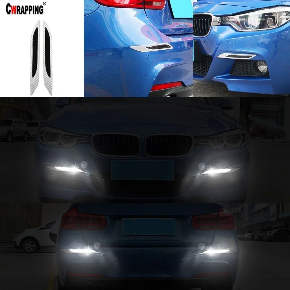 2 шт. 5D светоотражающие полосы из углеродного волокна бампер для двери автомобиля