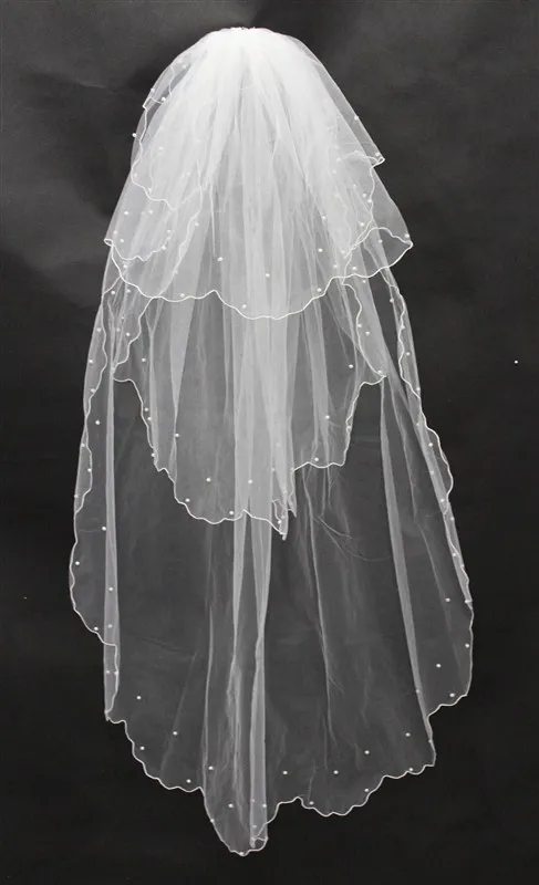 

Beautiful Three Layered Short Pencil Edge Wedding Tulle Bridal Veil Accessories Veu De Noiva Wedding accessories