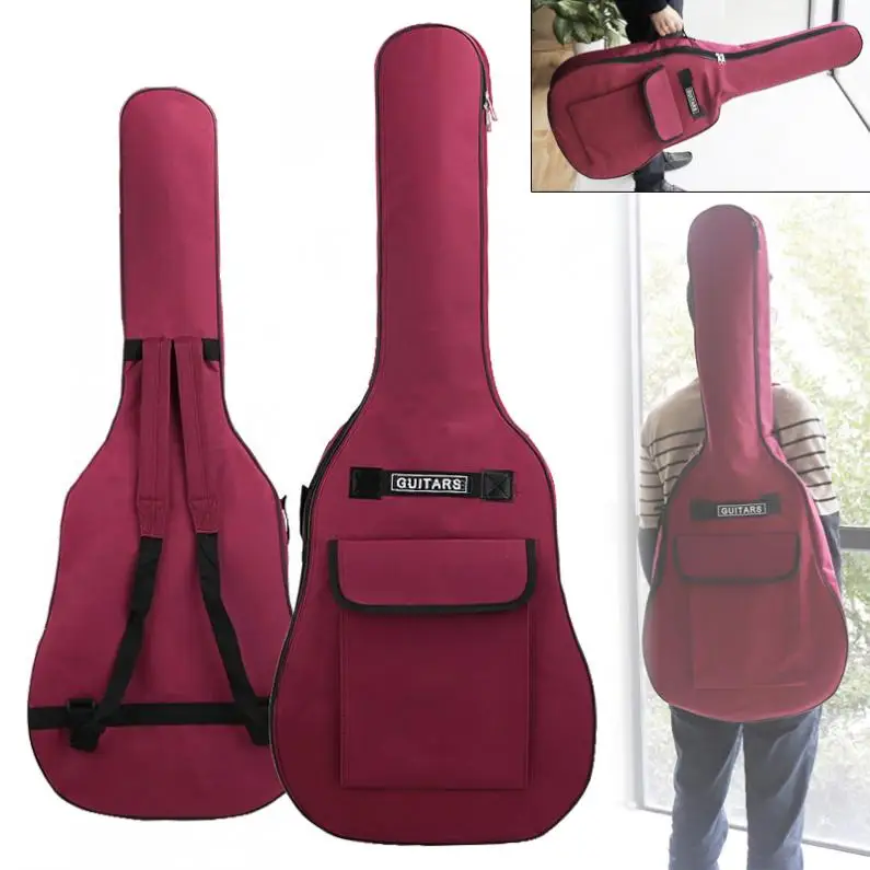 40/41 Inch Waterproof Oxford Fabric Guitar Case Gig Bag Double Straps Padded Cotton Soft 600D Oxford Fabric Backpack Carry Case trumpet gig bag box case backpack 600d water resistant oxford cloth with adjustable dual shoulder strap new arrival