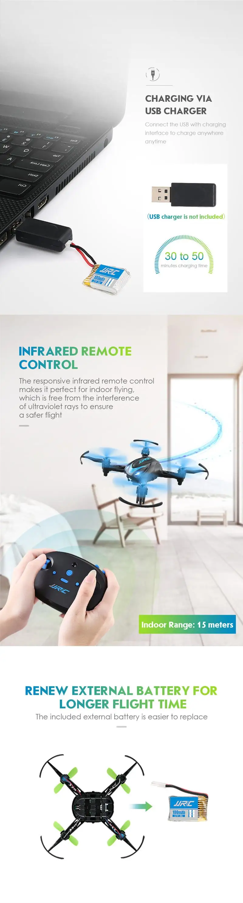JJRC H48 MINI 2,4G 4CH 6 Axis 3D Flips RC Дрон Квадрокоптер RTF для детей Рождественский подарок игрушка