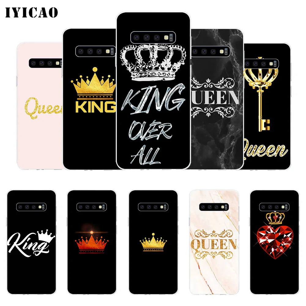 IYICAO King Queen Crown Мягкий силиконовый чехол для телефона Samsung Galaxy S10e S10 S9 S8 Plus S7 Edge TPU