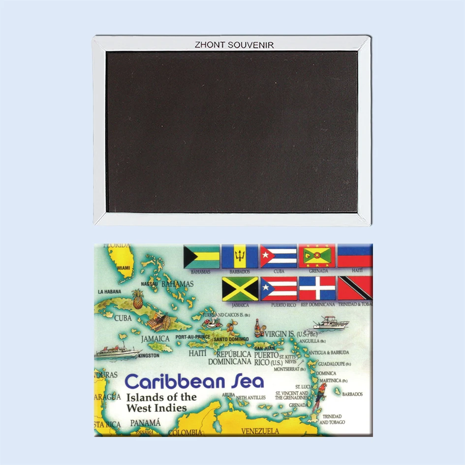 

Decorative Fridge Magnets Caribbean sea Map Souvenir for Store 22175 Vintage Image