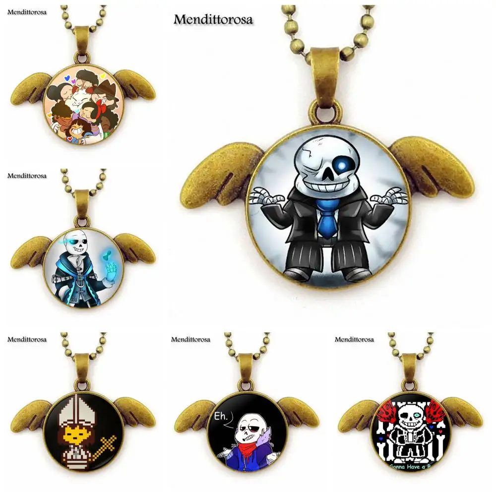 Для женщин колье Undertale видео игры кабошоны разрисованные изделия из стекла
