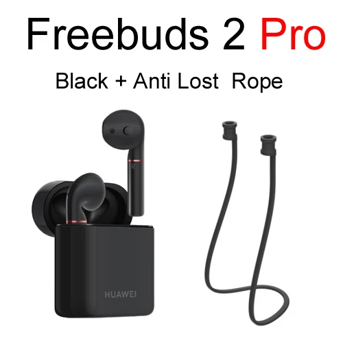 2 Pro Black Add Rope Huawei Freebuds 2 Pro Huawei Bluetooth Headset CM-H2 Wireless earphone Hi-Fi Waterproof IP54 Tap control Wireless Charge - Цвет: 2 Pro Black Add Rope
