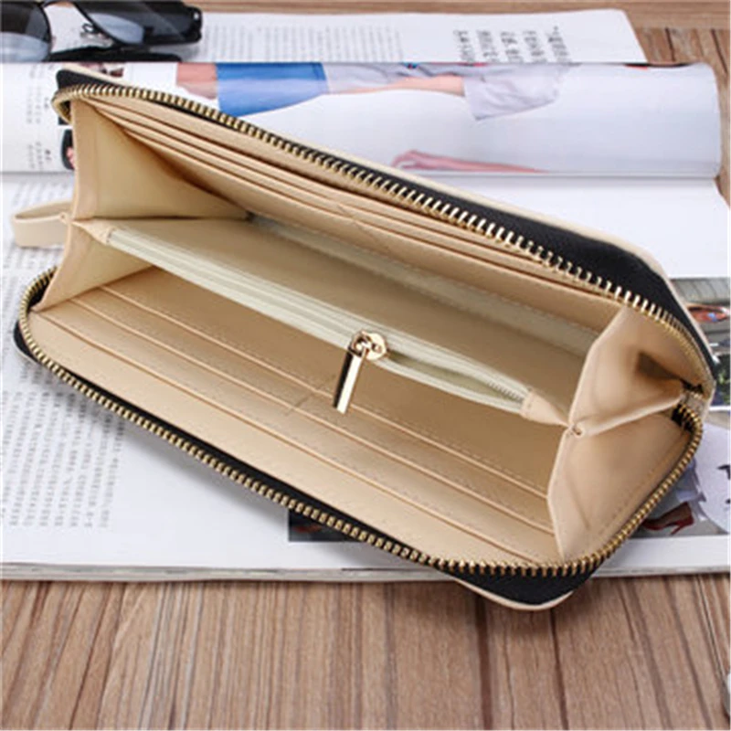 Женский Длинный кошелек с мультяшным котом милый на молнии отделением для карт