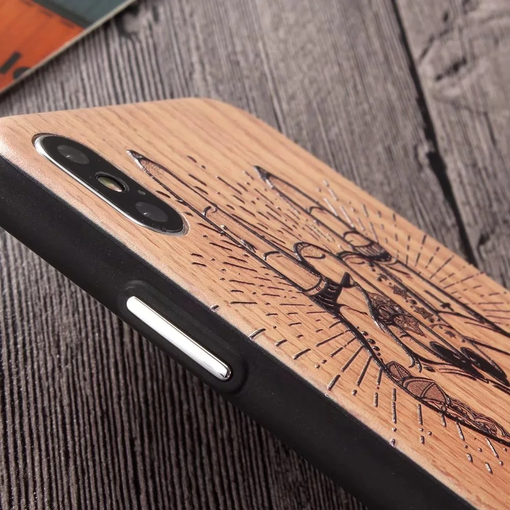For iphone X XS MAX XR PC + TPU Comfortable Wood Grain 3D Relief Phone Case Apple iPhone 6 6S Plus 7 8 Back Cover Cases |