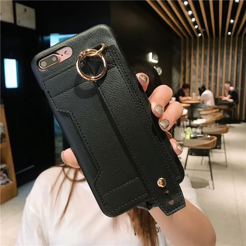 Модный 3D кожаный чехол с ремешком на запястье для телефона iPhone 12 11 Pro X XS Max XR 7 8 6 6s