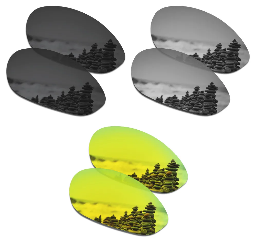 

SmartVLT 3 Pairs Polarized Sunglasses Replacement Lenses for Oakley Minute 2.0 Stealth Black and Silver Titanium and 24K Gold
