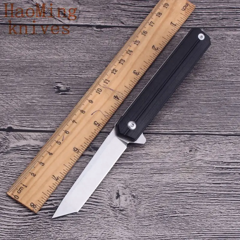 Black handle T head Для выживания на природе, для кемпинга, D2 сталь складной тактический охотничий нож боевой резак Портативный карманный мини-арт аварийно-спасательных G10 Ножи Инструмент - Цвет: Black handle T head