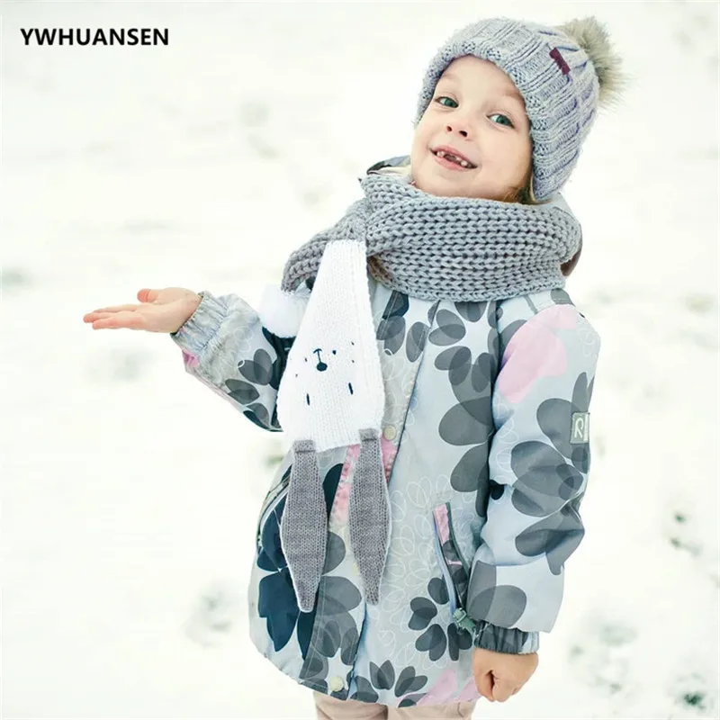 YWHUANSEN 9*110 см 2018 милый детский шарф с заячьими ушками вязаный зимний теплый мягкая