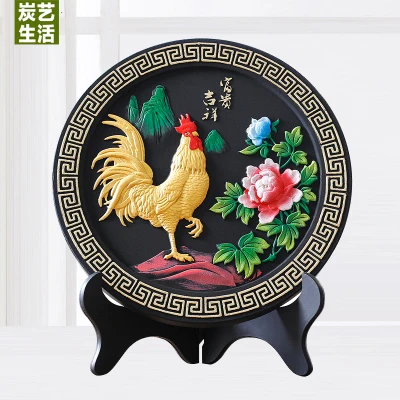 

Zodiac chicken furnishing furniture wine cabinet decoration charcoal carving crafts living room decorated chicken New Year sktop