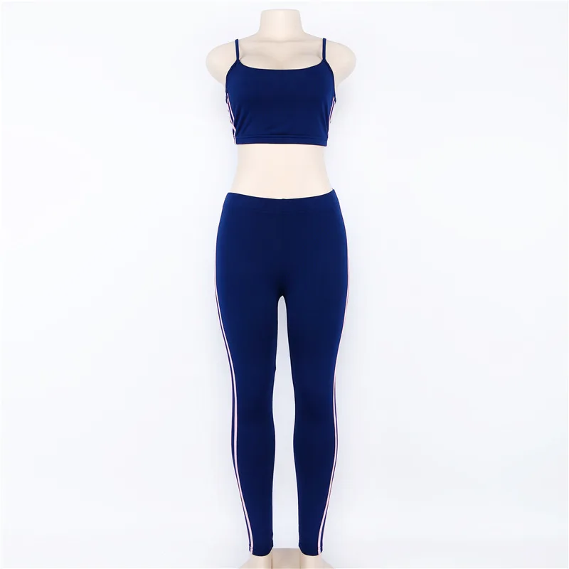 Survetement Femme спортивный костюм женские Синие леггинсы с топом брюки комплект из 2