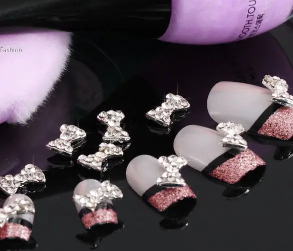 Новый 10 шт. 3D ясно сплава стразы галстук-бабочка искусство украшения