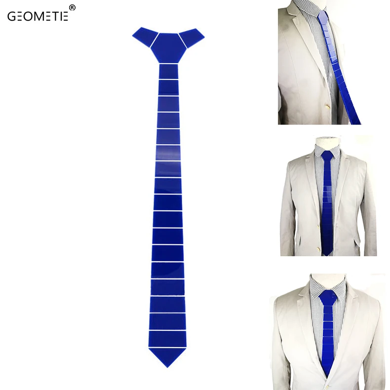 Electric Blue Wide Striped Acrylic Slim Ties Fashion Neckties Glossy Blue Top Sales Gift Costume Play Neckties Fashion Accessory