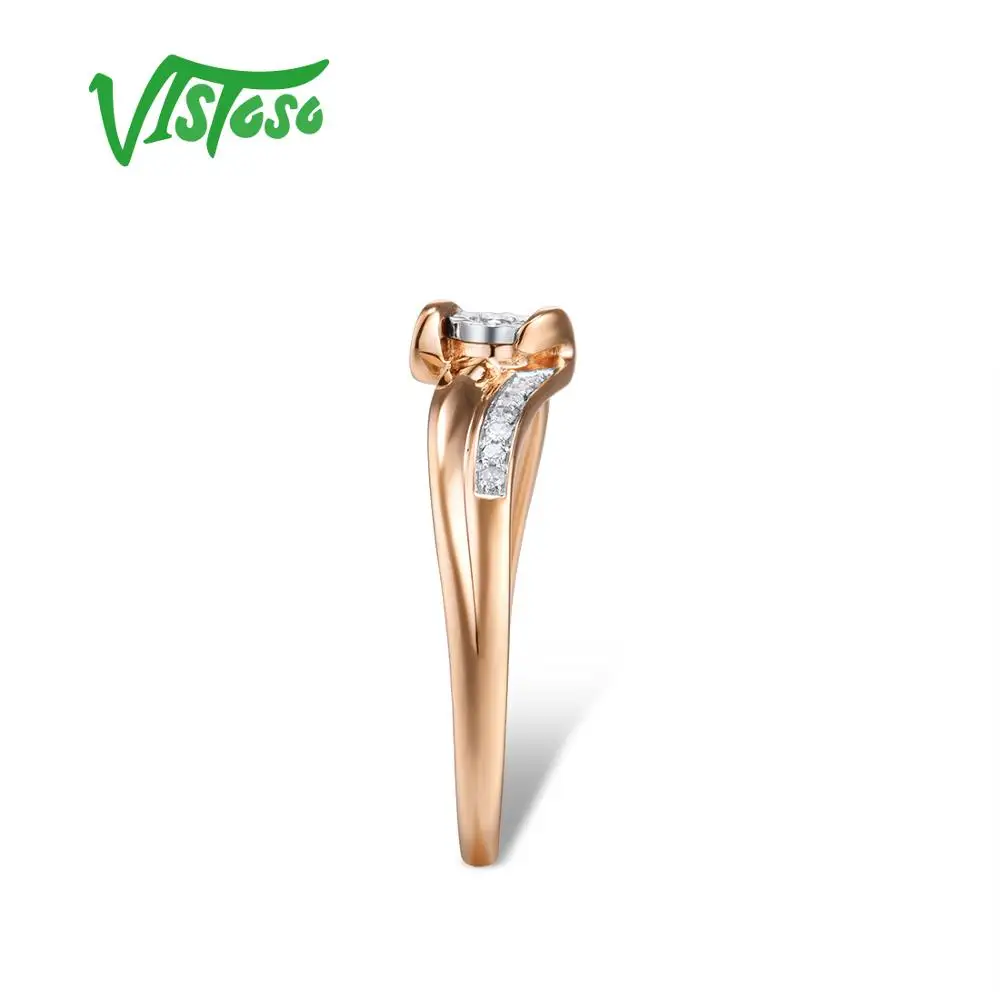 Женское двухцветное кольцо с бриллиантами VISTOSO Pure 14K 585 набор из золота сияющей
