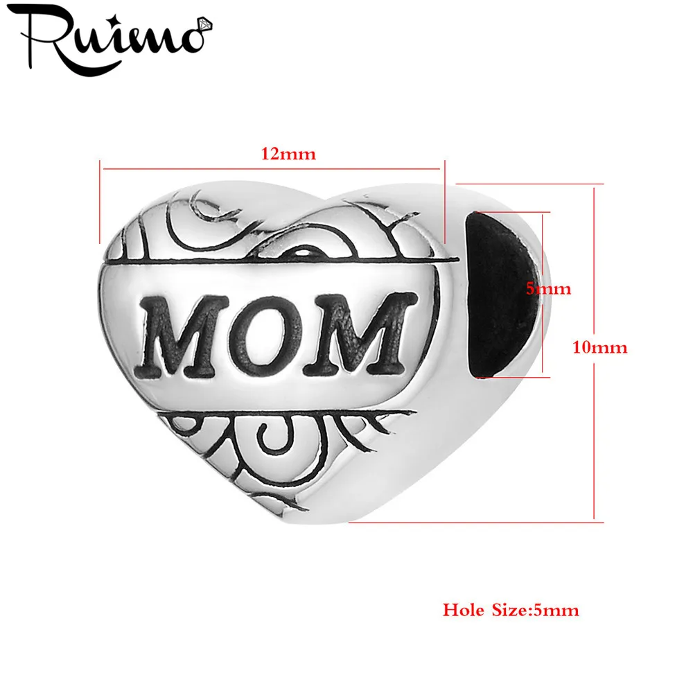 Бисер с надписью Mom Heart RUIMO 5 мм из нержавеющей стали для изготовления ювелирных