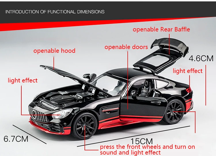 1:32 моделирование для Benz AMG GT Модель спортивного автомобиля из сплава с оттягиванием и крутым звуком светильник литой под давлением модель автомобиля детская игрушка