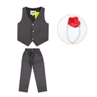 Формальный костюм для мальчиков с цветами, костюм для мальчиков для школьных представлений, костюм для свадьбы, выпускной, фортепиано костюм для девочек, жилет и штаны, 2 шт.