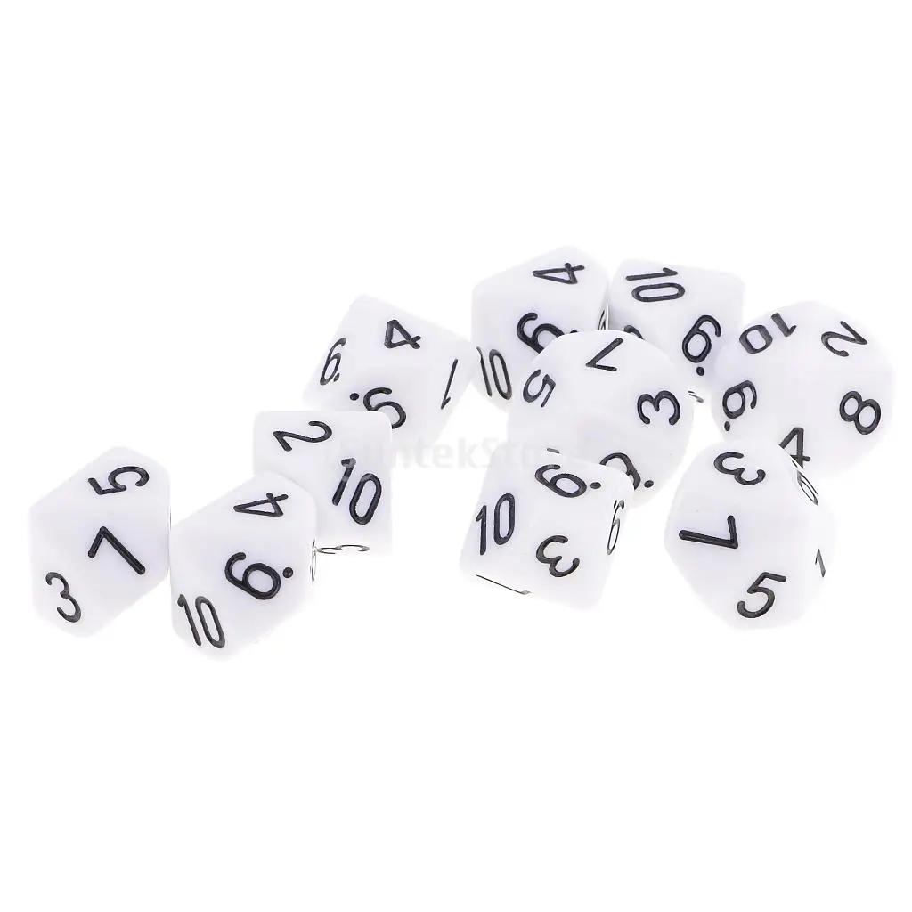Maguideal 10 шт. двухсторонних кубиков D10 многогранные кубики для игр Dungeons и Dragons White|10