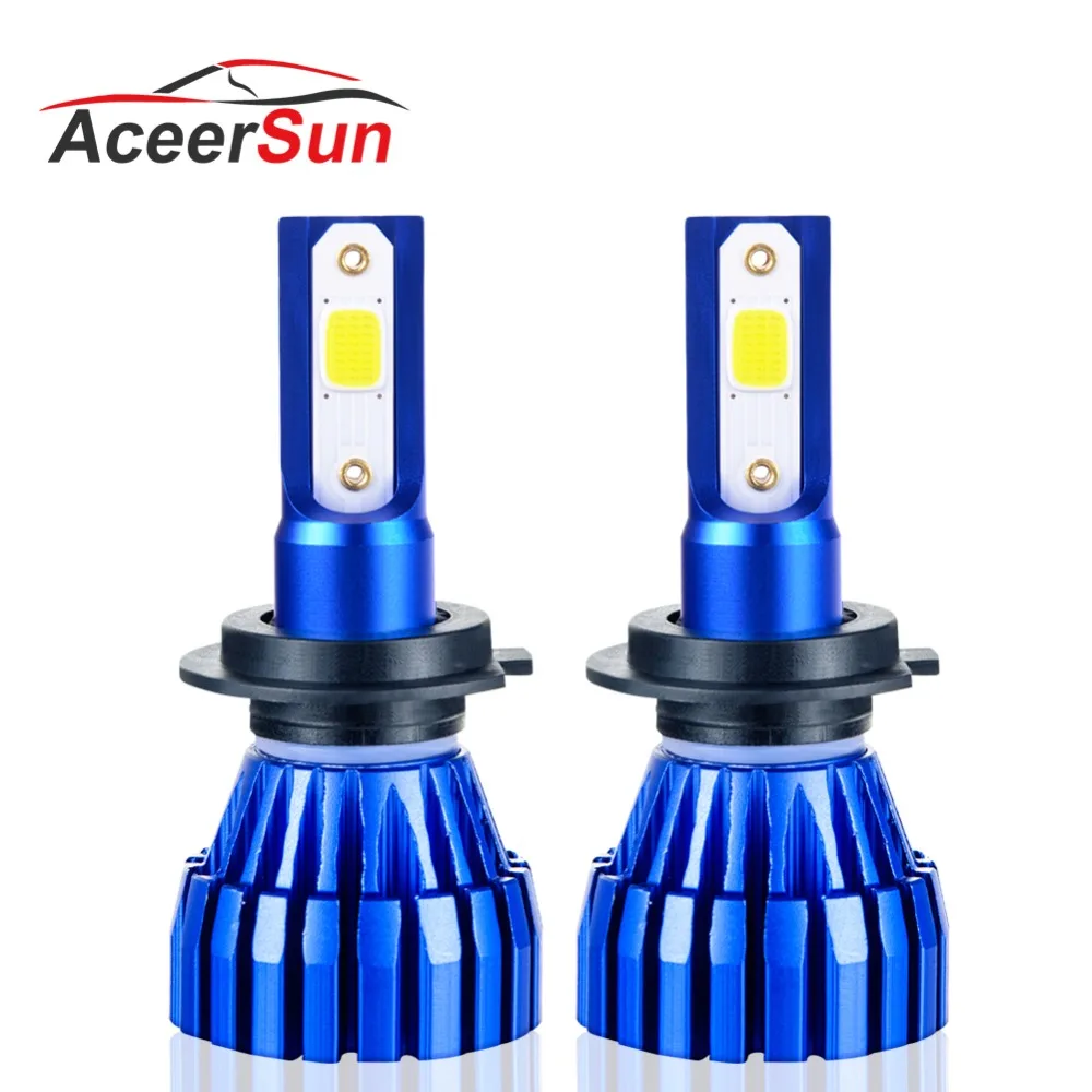 Aceersun 2 шт. 9005 HB3 9006 HB4 H11 H4 H7 Led H1 авто фар 72W фары для 8000LM 6500 к автомобильной лампы COB светодиодный чип 4300 K H3 без вентилятора