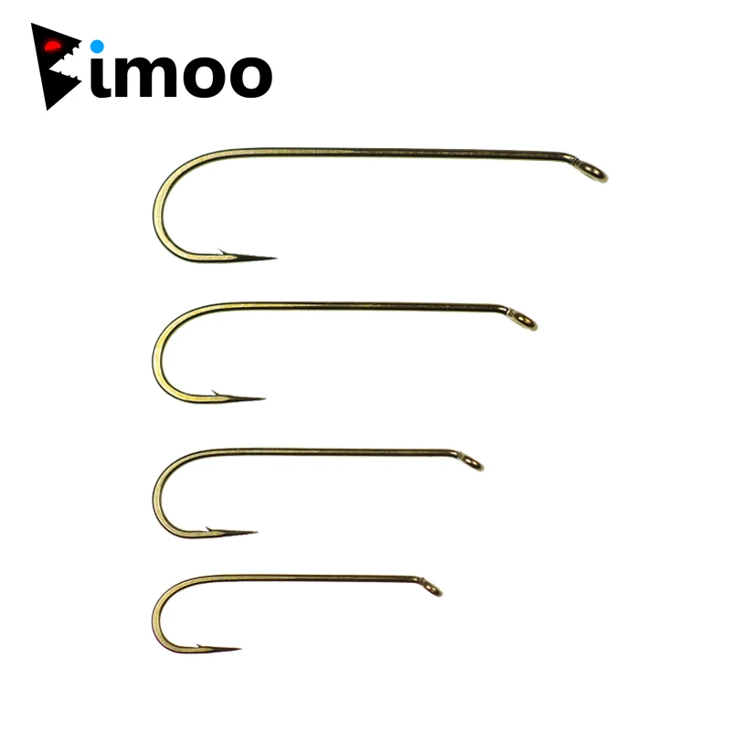 

Bimoo 100PCS Brass Color Strong 4XL 2XH Down Eyed Fresh Water Streamer Fly Fishing Micro Barbed Hook Size #2 #4 #6 #8