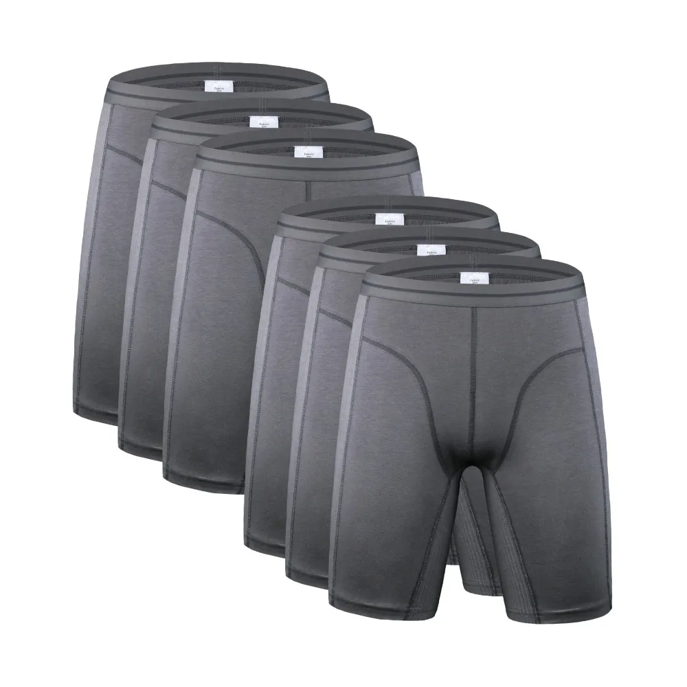 6 Pcs 1104 Gray 6 шт./партия, боксеры, мужские хлопковые длинные трусы, плюс размер, мужское нижнее белье, боксеры, мужские боксеры, нижнее белье, мужские трусы-боксеры - Цвет: 6 Pcs 1104 Gray
