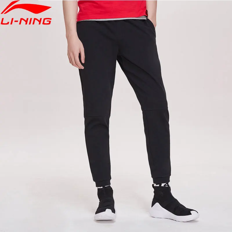 Li-Ning мужские брюки серии Wade, 72% хлопок, 28% полиэстер, 3D подклад, удобные спортивные брюки с завязками, AKLP231 MKY492