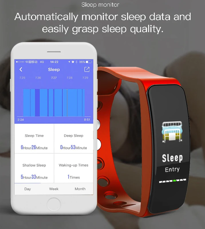 Смарт браслет Bluetooth монитор кровяного давления высокой яркости цветной экран