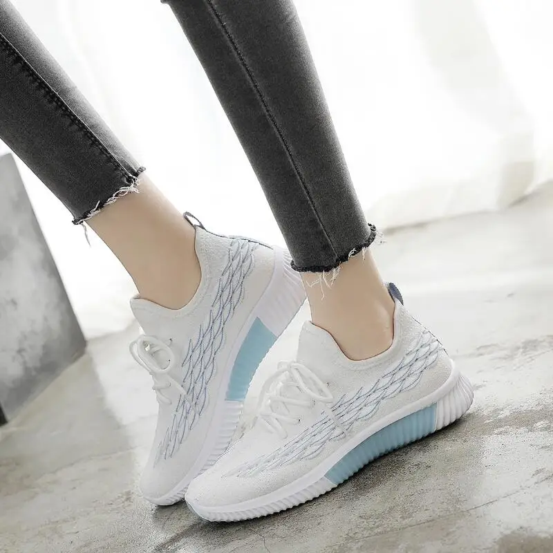 Женские кроссовки из сетчатого материала на платформе повседневные белые