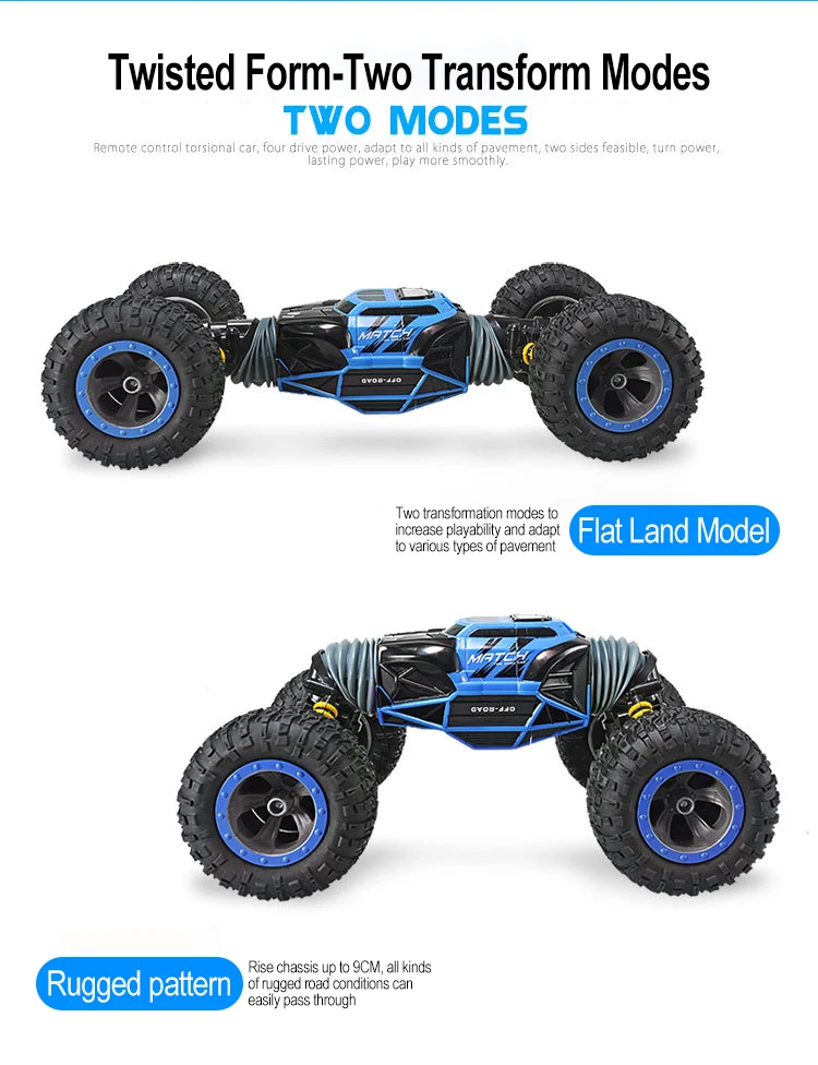 Четырехколесный привод 4WD радиоуправляемая Игрушечная машина гусеничный перезаряжаемый двухсторонний трюк внедорожный автомобиль 2,4 г игрушки-трансформеры для подарка