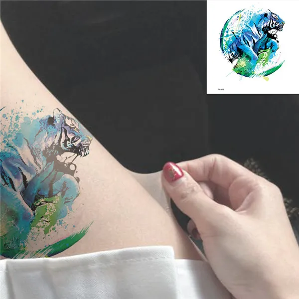 TH-308 Красивый Синий Cat Высокое Качество Наклейки тату Body Art Наклейки Водонепроницаемый Бумаги временные татуировки наклейки 21x15 см#30 - Цвет: TH-308