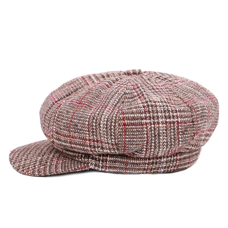 Зимняя кепка в британском стиле 2019 клетчатый берет шапка для мужчин и женщин